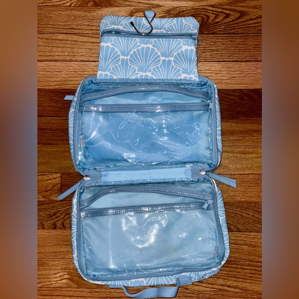 Blue & White Patterned Seashell Toiletry Bags Set of 2